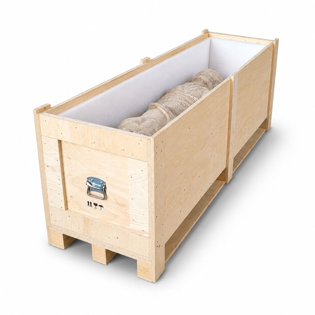 Kunsttransportkiste Kunsttransportkiste mit Schaumstoffeinlagen für den sicheren Transport von Kunstobjekten wie z.B. Skulpturen